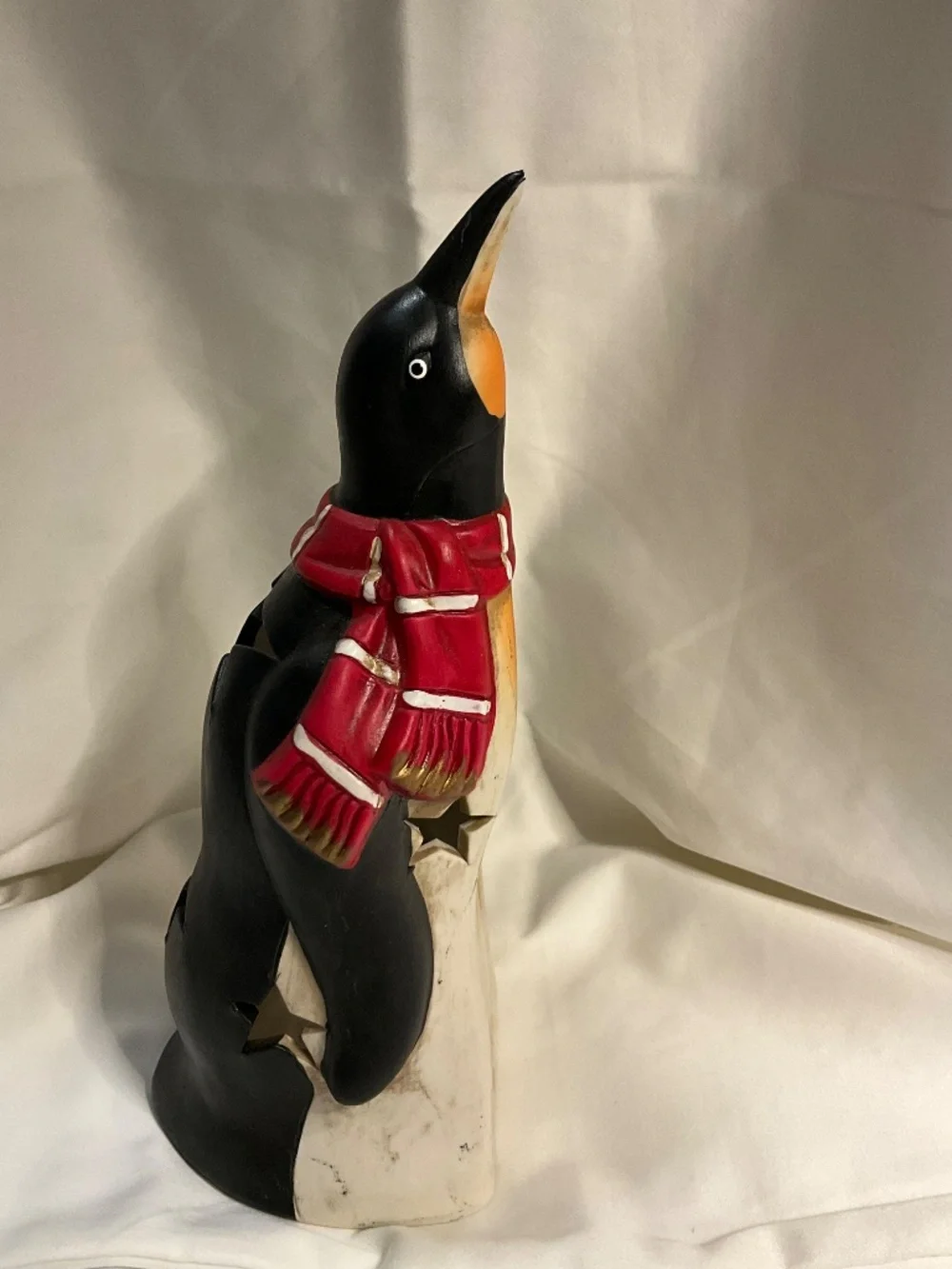 Vintage-Style Ceramic Penguin Holiday Luminary Figurines - Set of 2